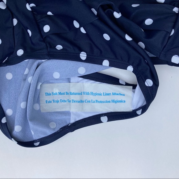 Kona Sol Swimsuit One Piece Size Medium 8-10 Polka Dot Navy And White Retro NWT - Picture 6 of 13